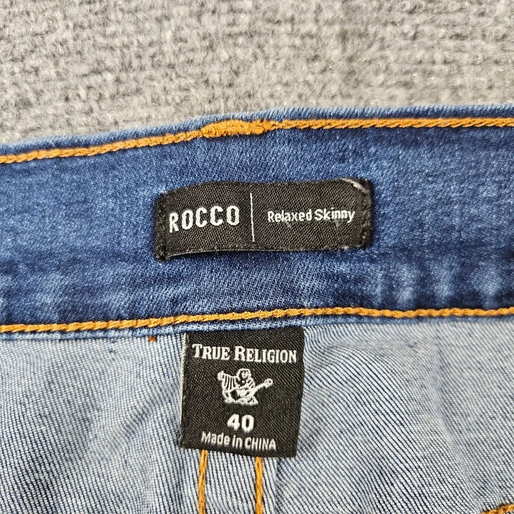 True Religion Rocco Relaxed Skinny Jeans Mens 40x34 Blue Medium Wash Denim